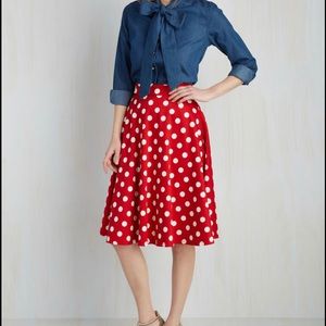 XL Rock Steady red & white polka dot swing skirt